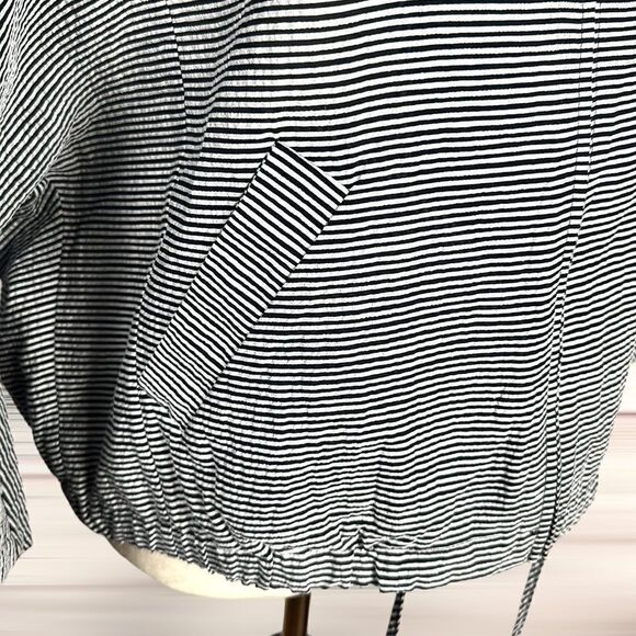 Christian Wijnants Linen Cotton Striped Lightweight Batwing Sleeves Zip Jacket - Picture 11 of 16